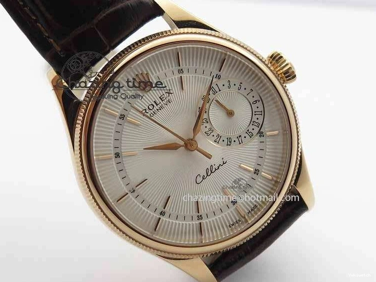 Dial White Stick Brown Best Leather A3165 Strap VF Date Cellini Edition Markers On RG 0910
